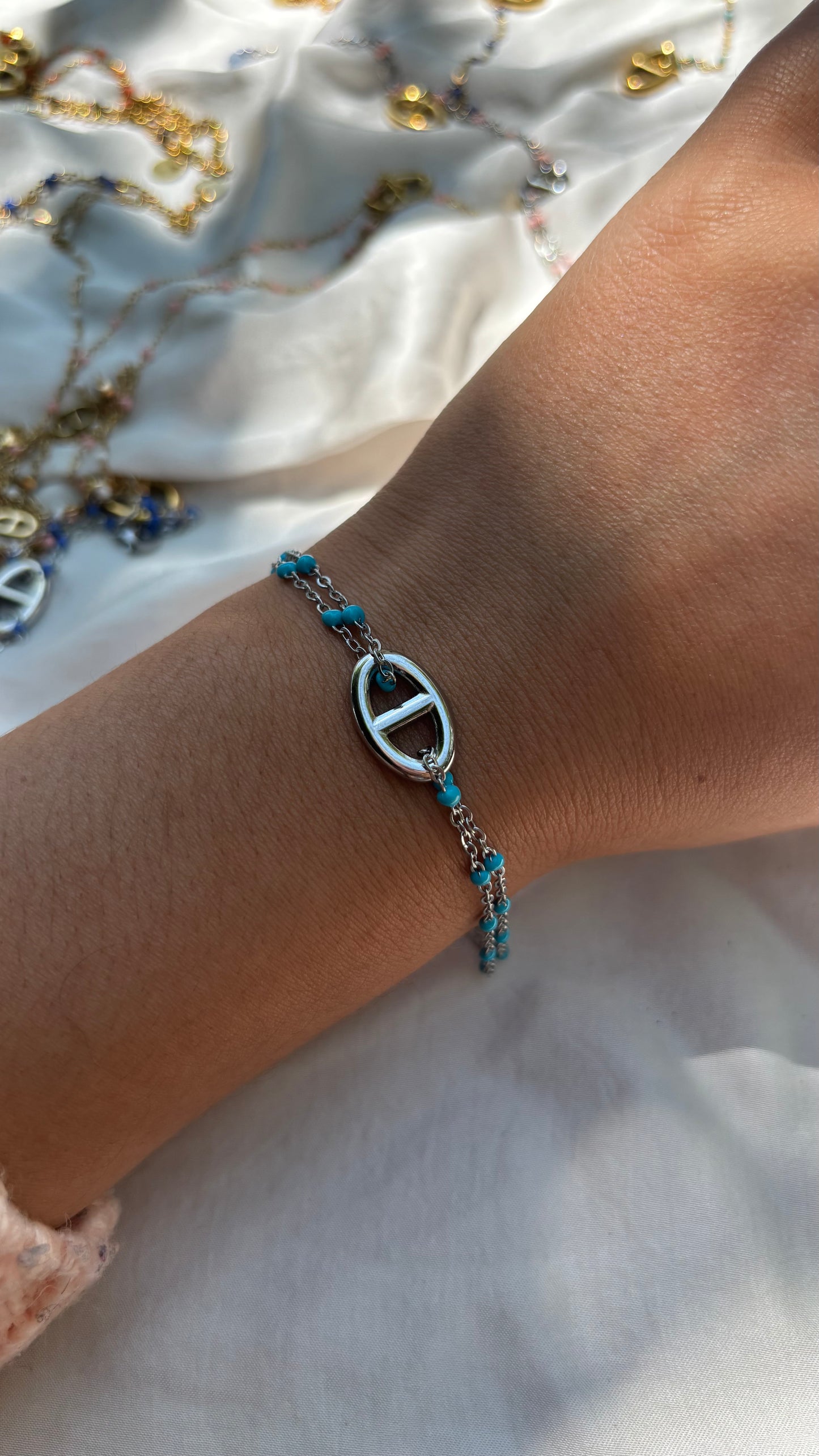 Bracelet NIA bleu clair argenté