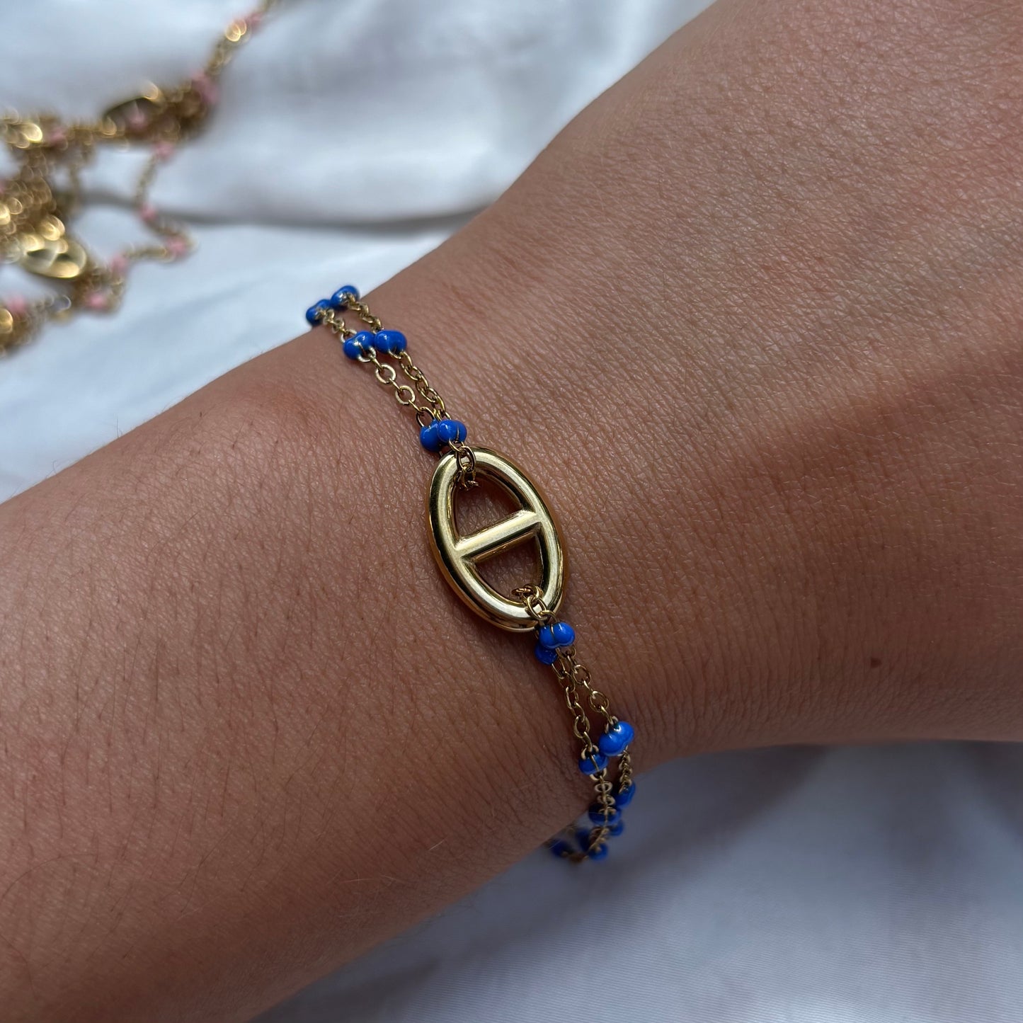 Bracelet NIA bleu foncé argenté