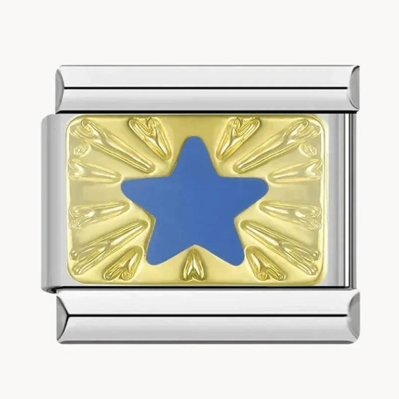 Étoile bleu sur fond doré