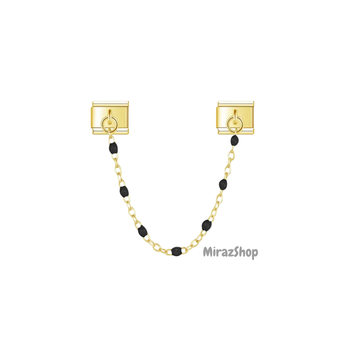 Double pendentif chaîne noir