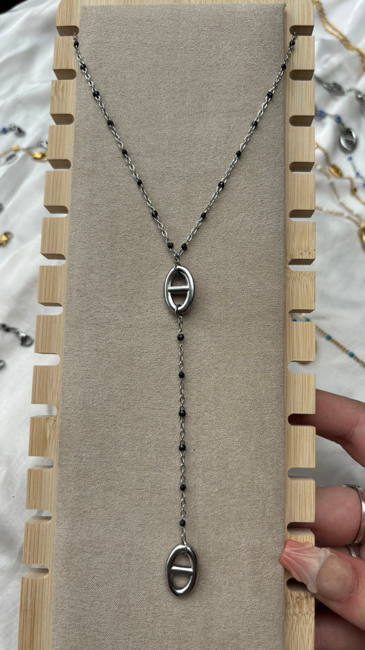 Collier NIA noir argenté