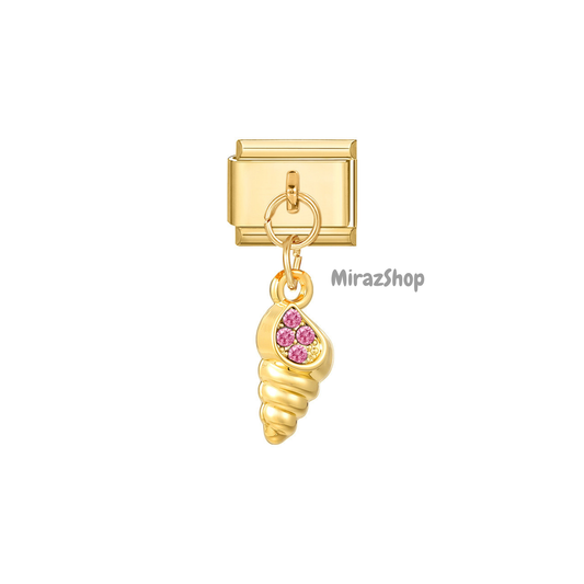 Pendentif coquillages rose 2