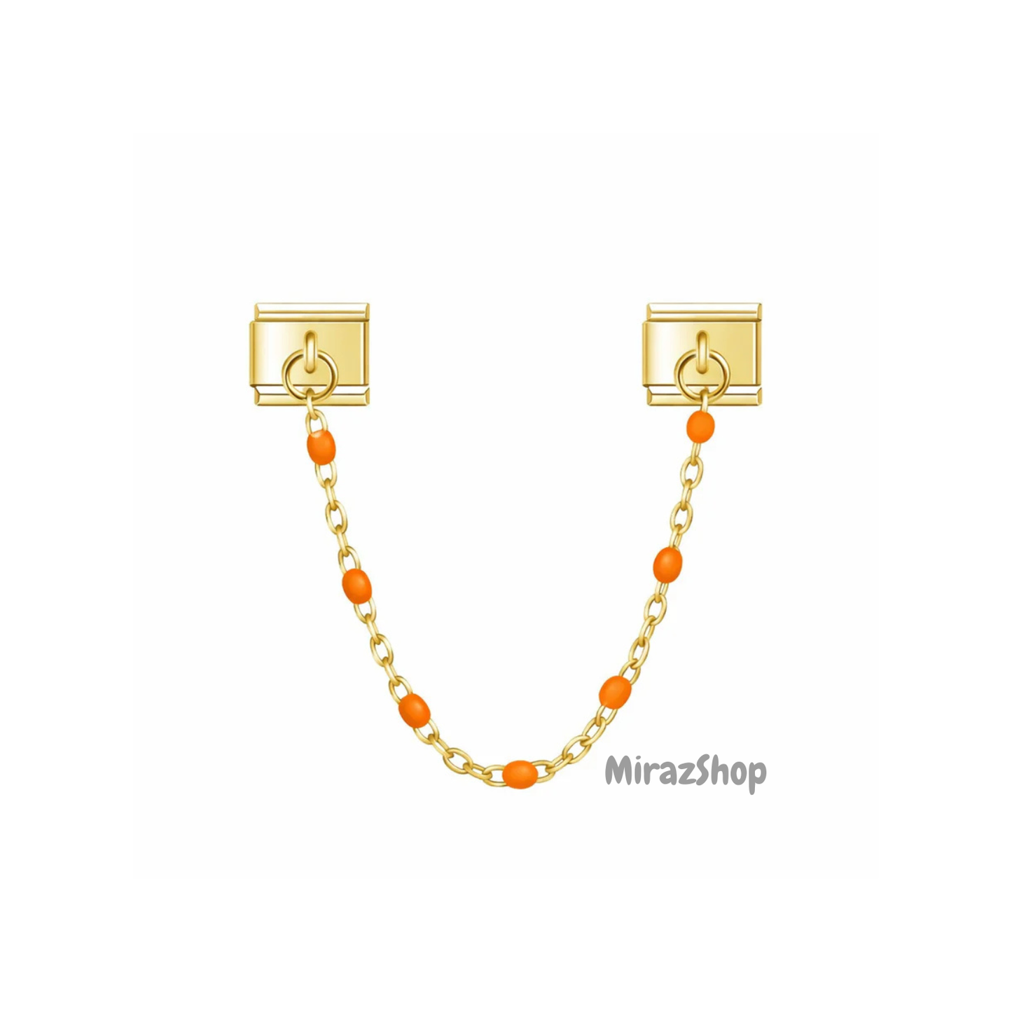 Double pendentif chaîne orange