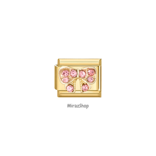 Noeud strass rose
