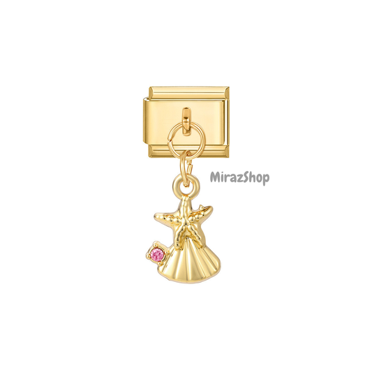 Pendentif coquillages rose