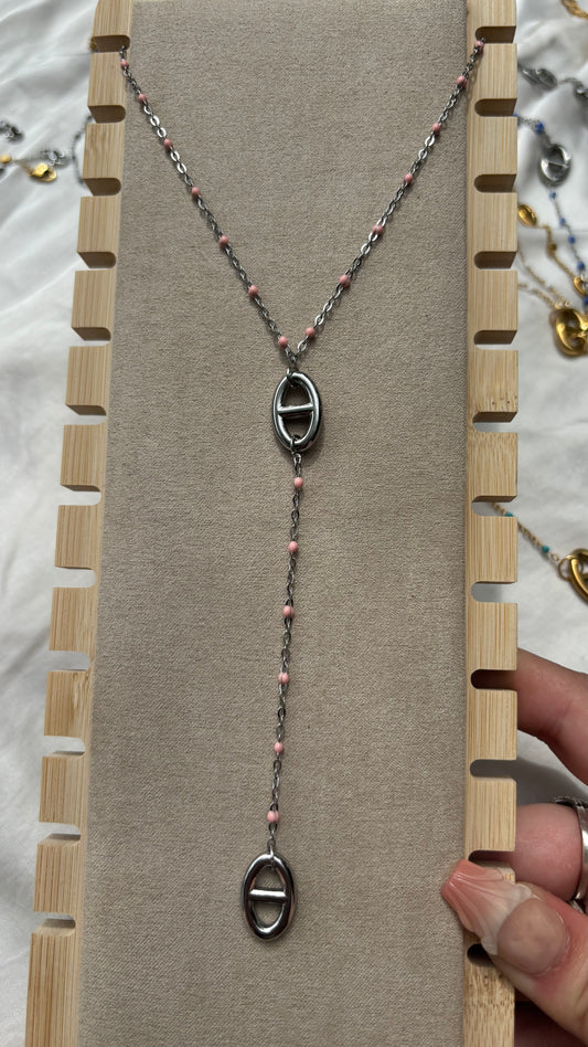 Collier NIA rose argenté