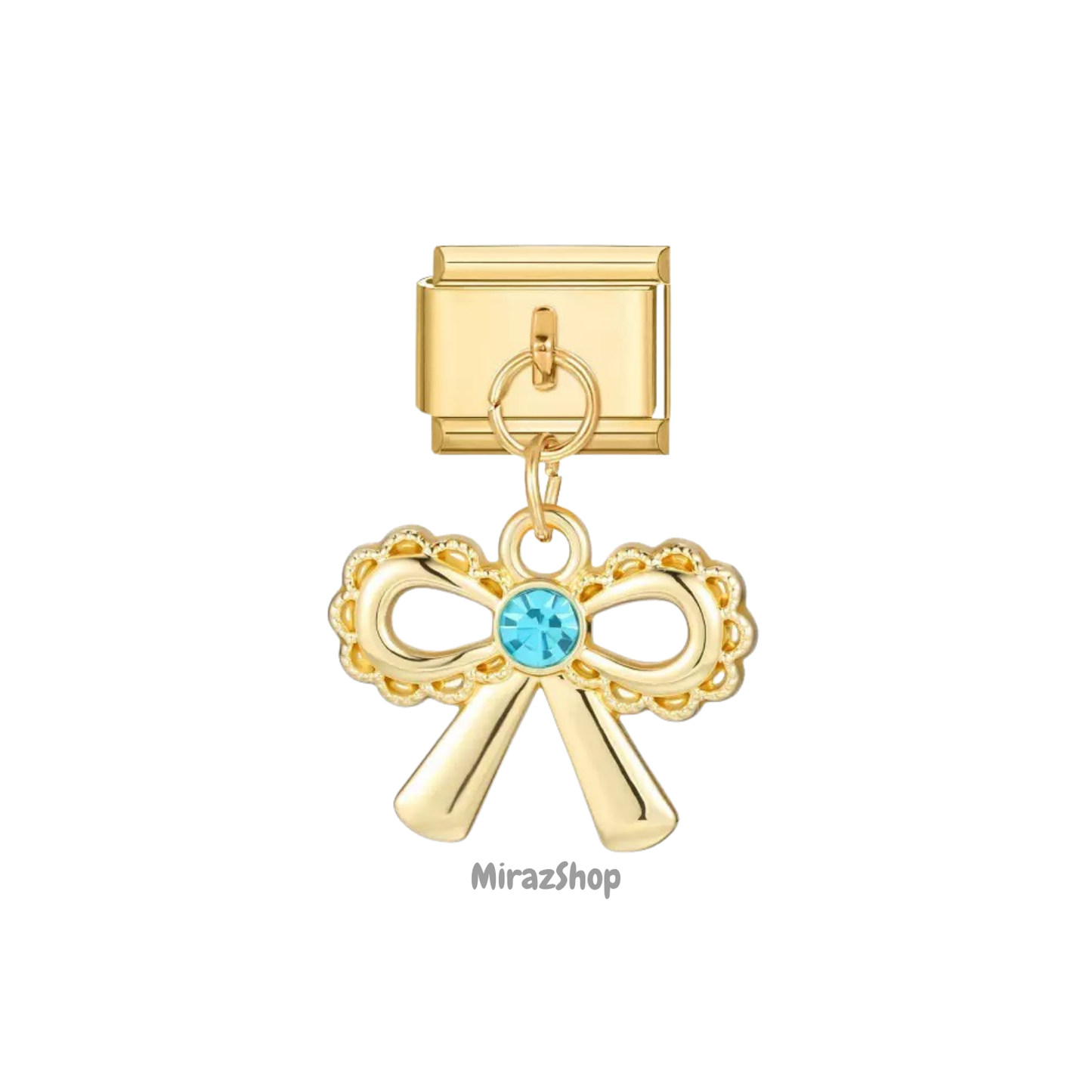 Pendentif noeud strass bleu