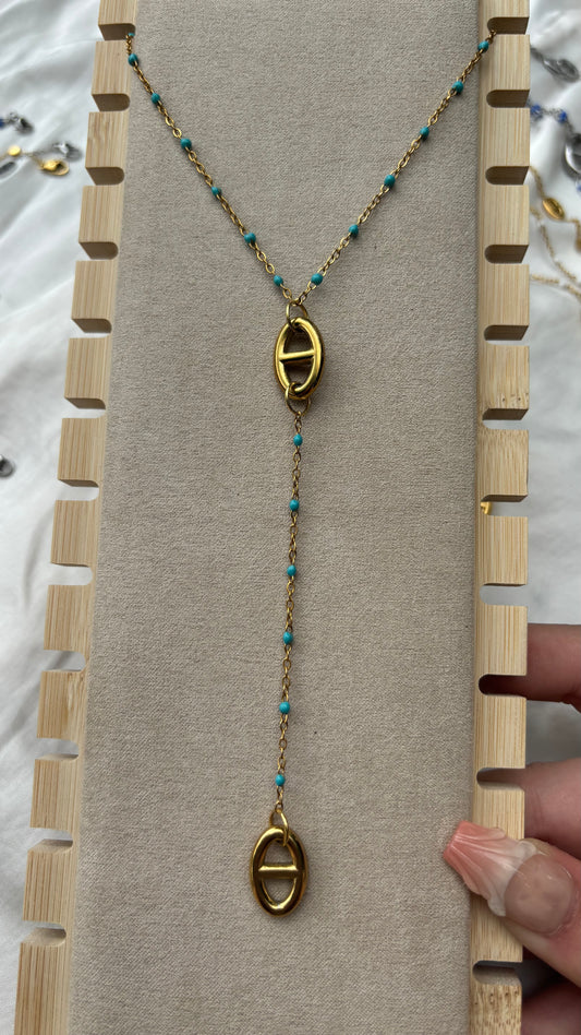 Collier NIA bleu clair doré
