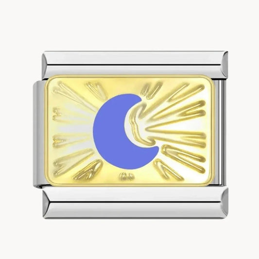 Lune bleu sur fond doré