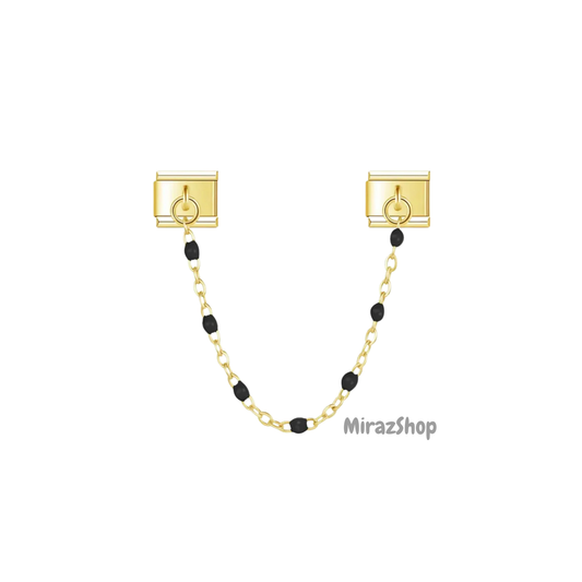 Double pendentif chaîne noir